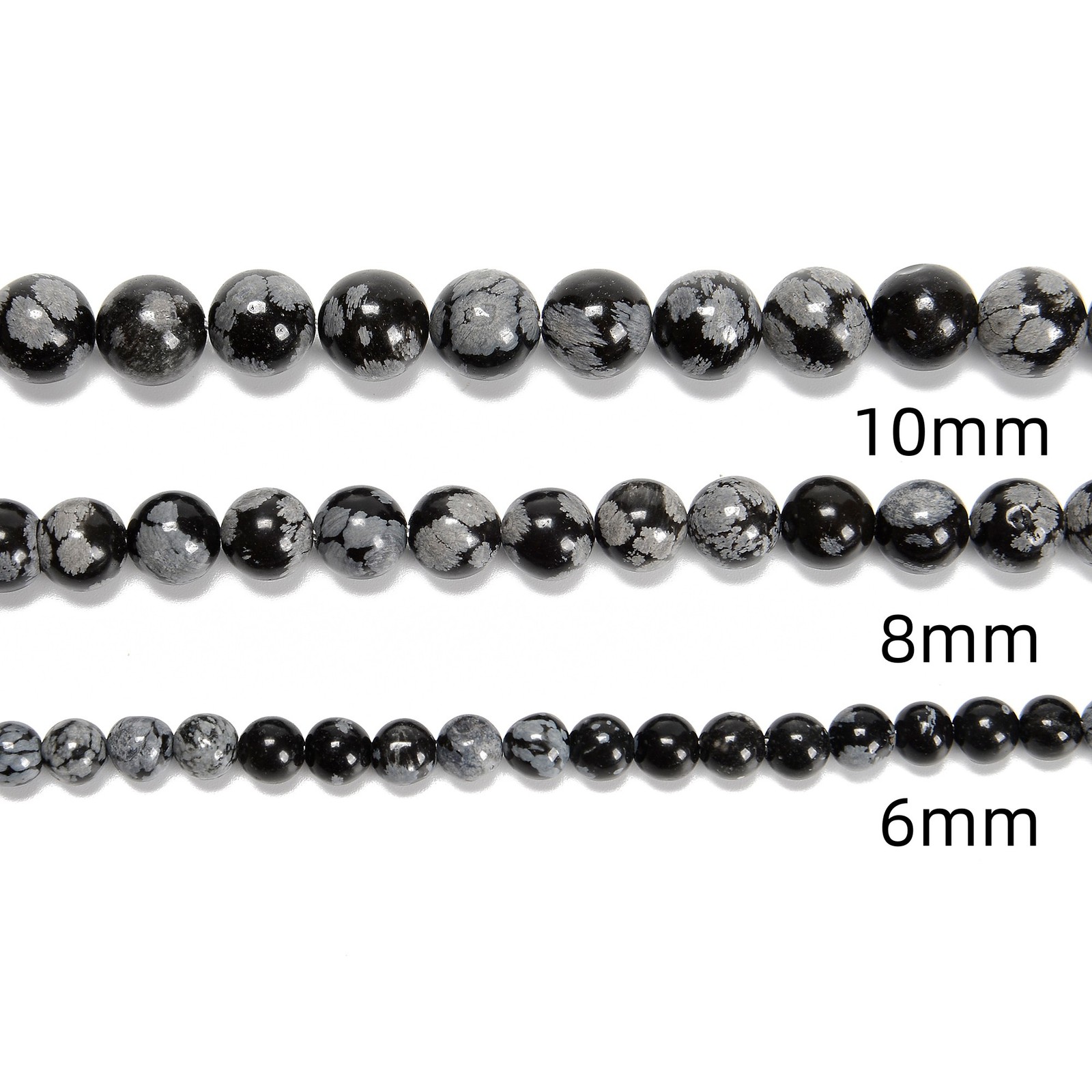 Snowflake Obsidian Smooth Round Beads 2mm 4mm 6mm 8mm 10mm 12mm 15.5″ Strand