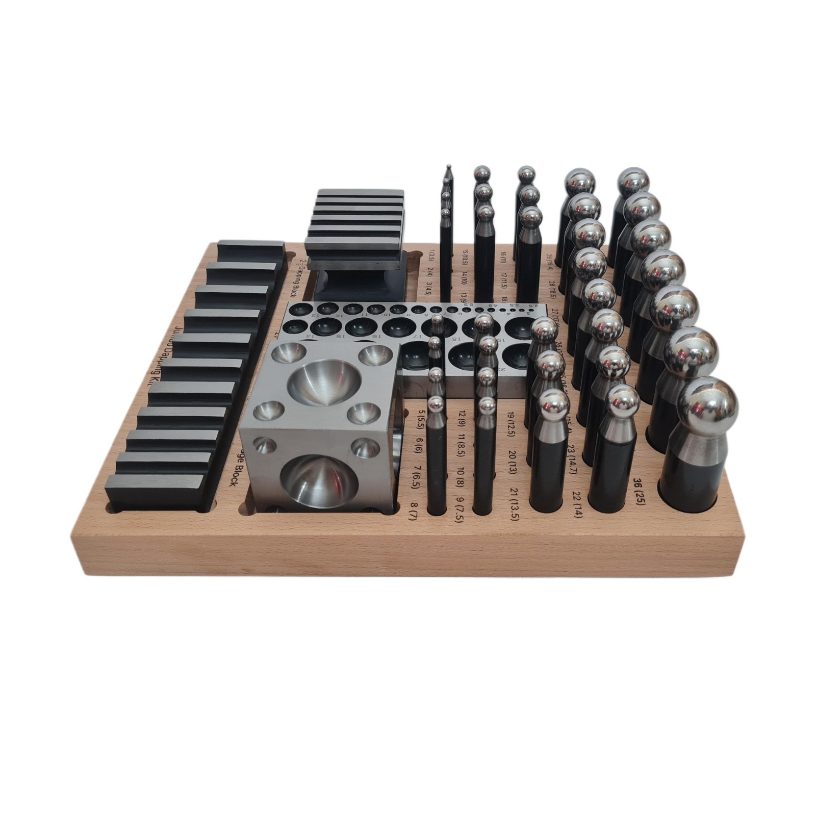 Complete Steel Metal Jewelry Dapping Doming Punch Set Wooden Base Tool ECONOMY
