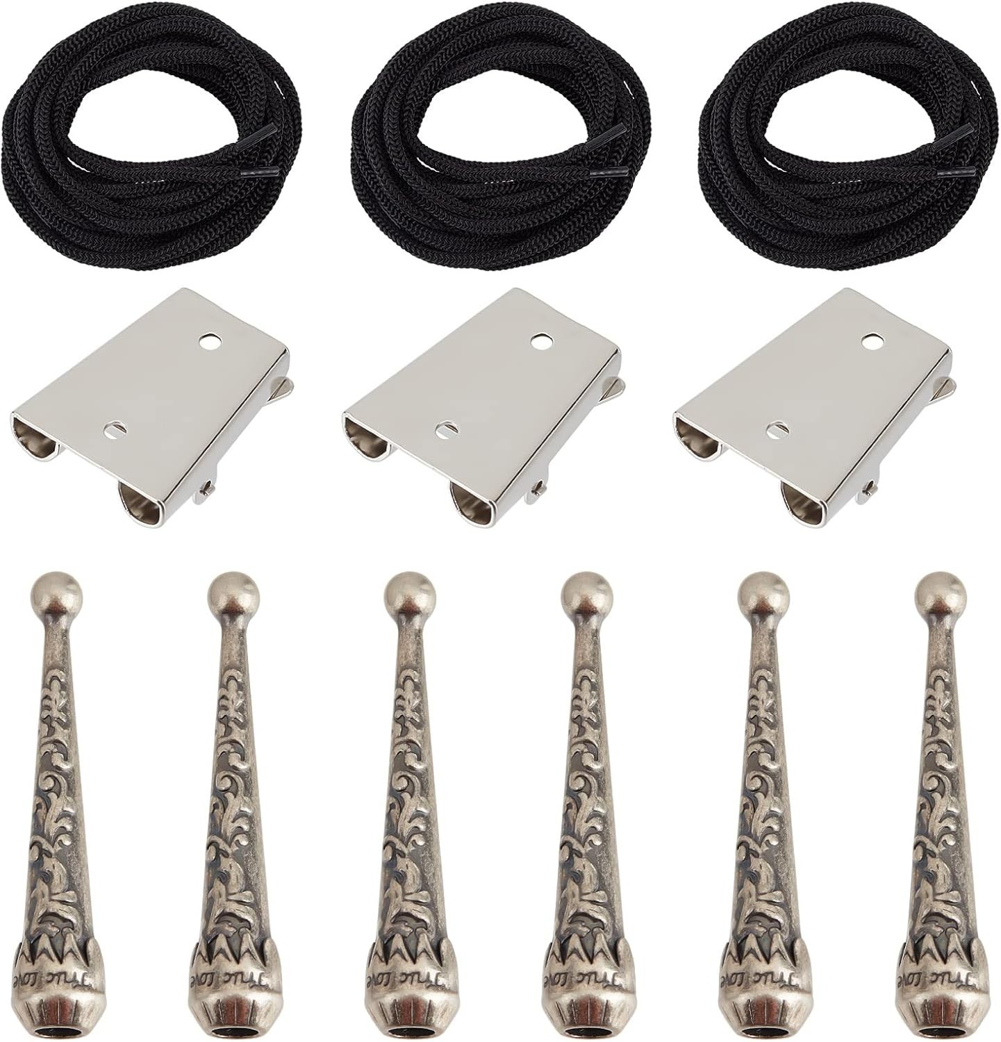 3 Sets Iron Bolo Tie Findings Kit Sterling Silver Plated Parts round Slide Text