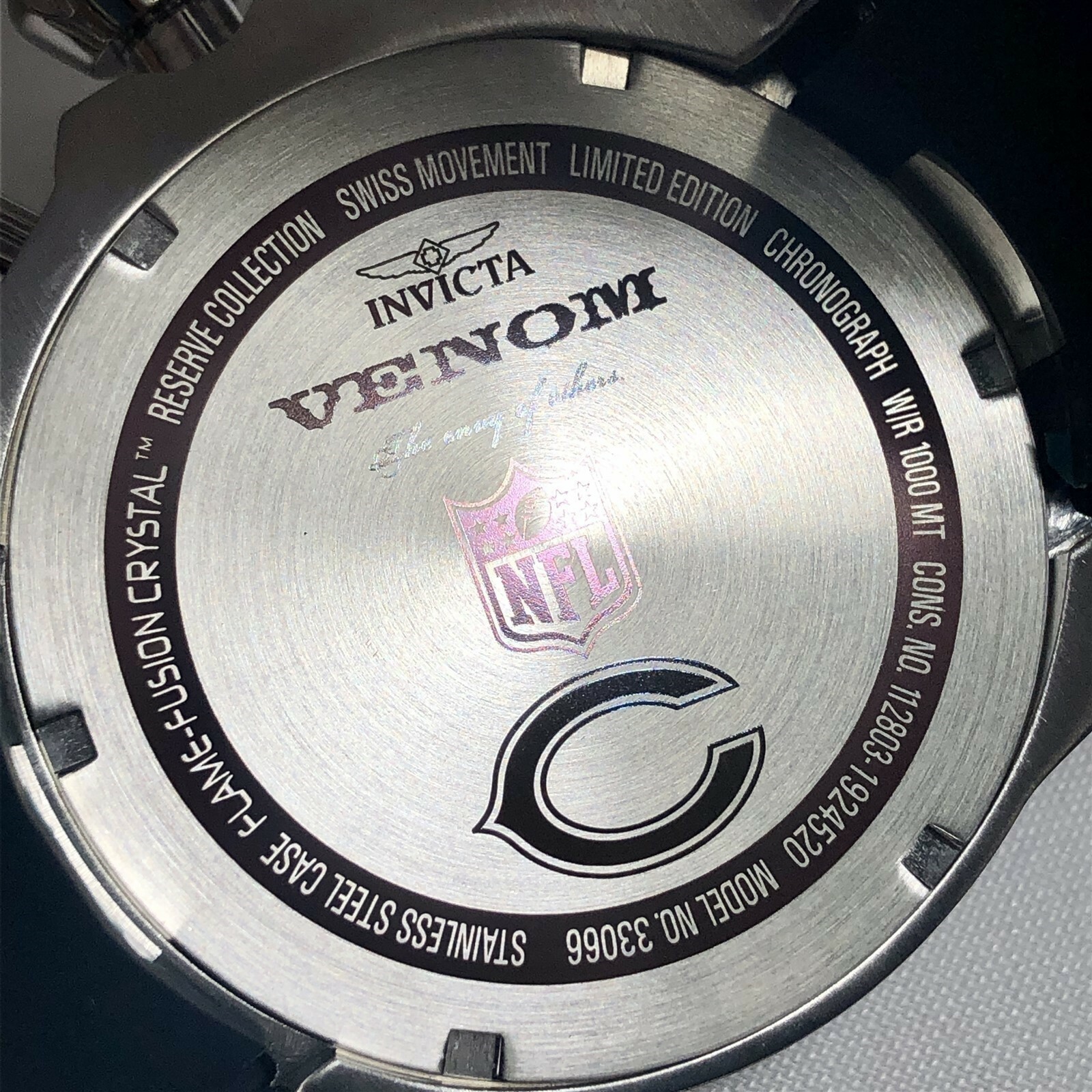 INVICTA 33066 NFL 52mm Venom Gen III Swiss Quartz Chronograph Strap – Bears