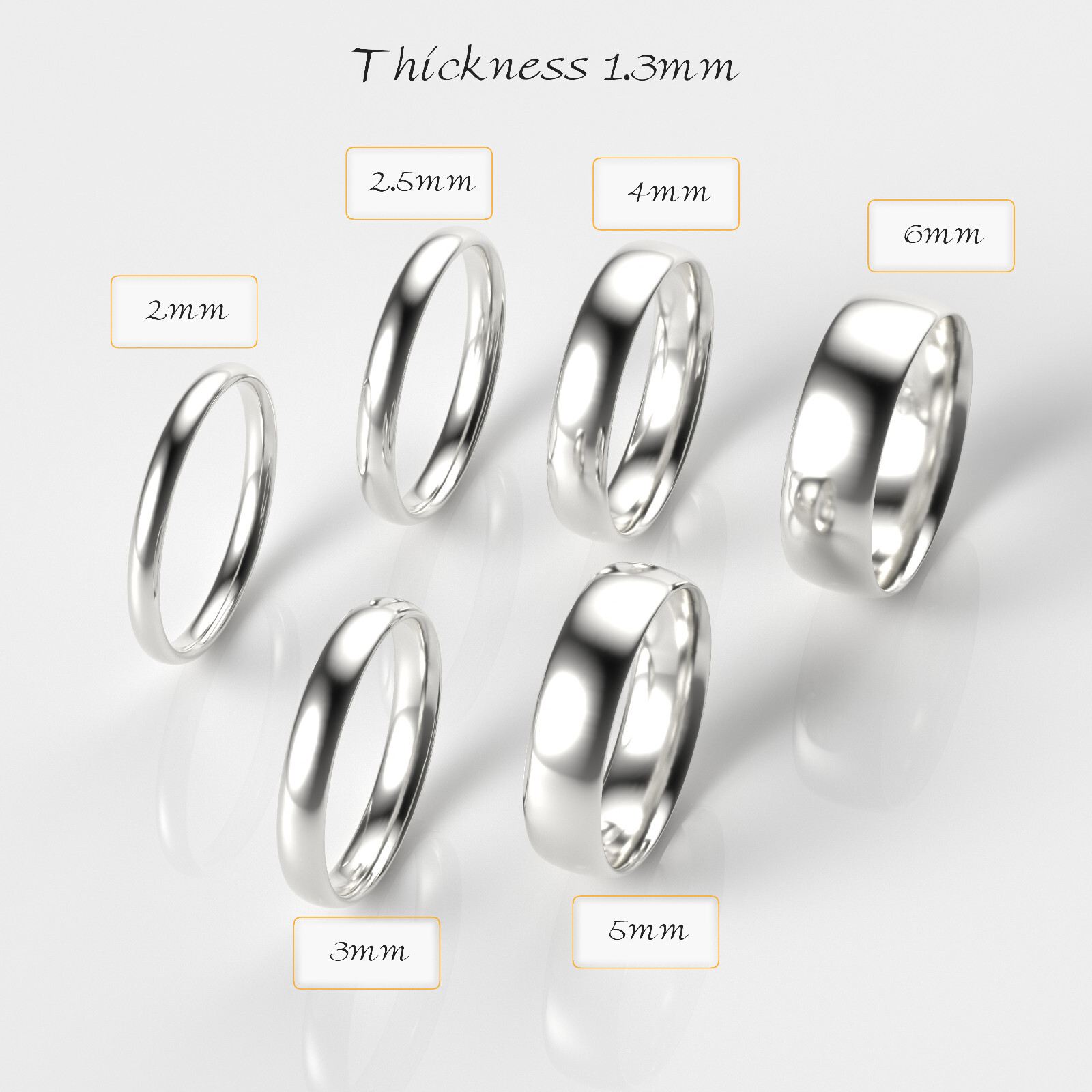 14K White Gold 1.5mm 2mm 2.5m 3mm 4mm 5mm 6mm Comfort Fit Men Women Wedding Band