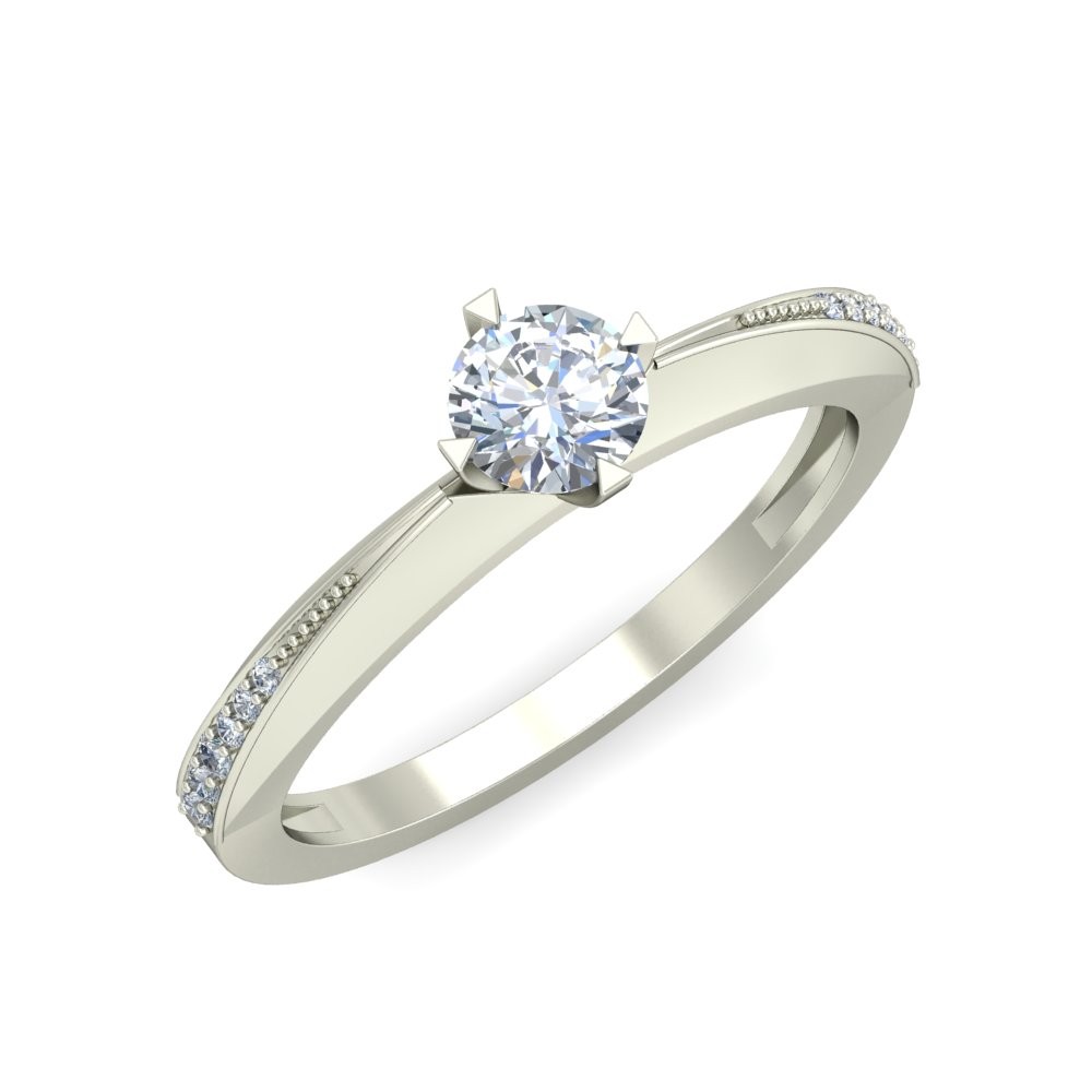 White Gold Plated 925 Sterling Silver 0.62 Ct Round Diamond Solitaire Ring Band