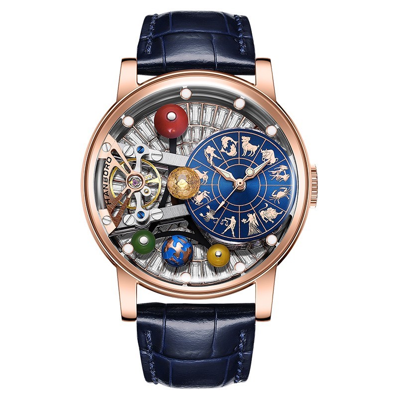 HANBORO Men Automatic Watch Mechanical Wristwatch Constellation Dial Luminous