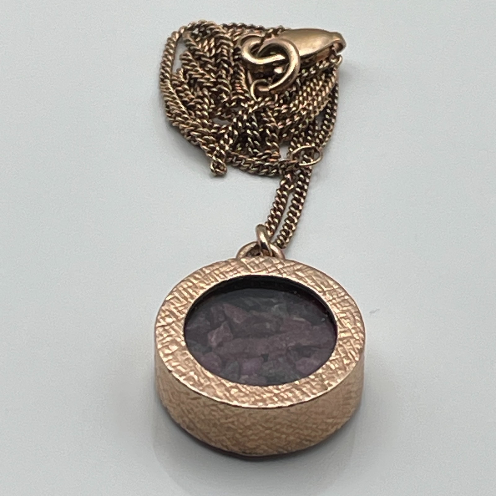 Rose gold on sterling silver/ruby amulet pendant and ‘925’ chain necklace 10.26g