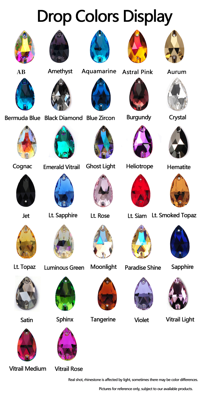Glass K9 Drop Edges with Chamfers Crystal Glitter Sew On Rhinestones Craft Beads