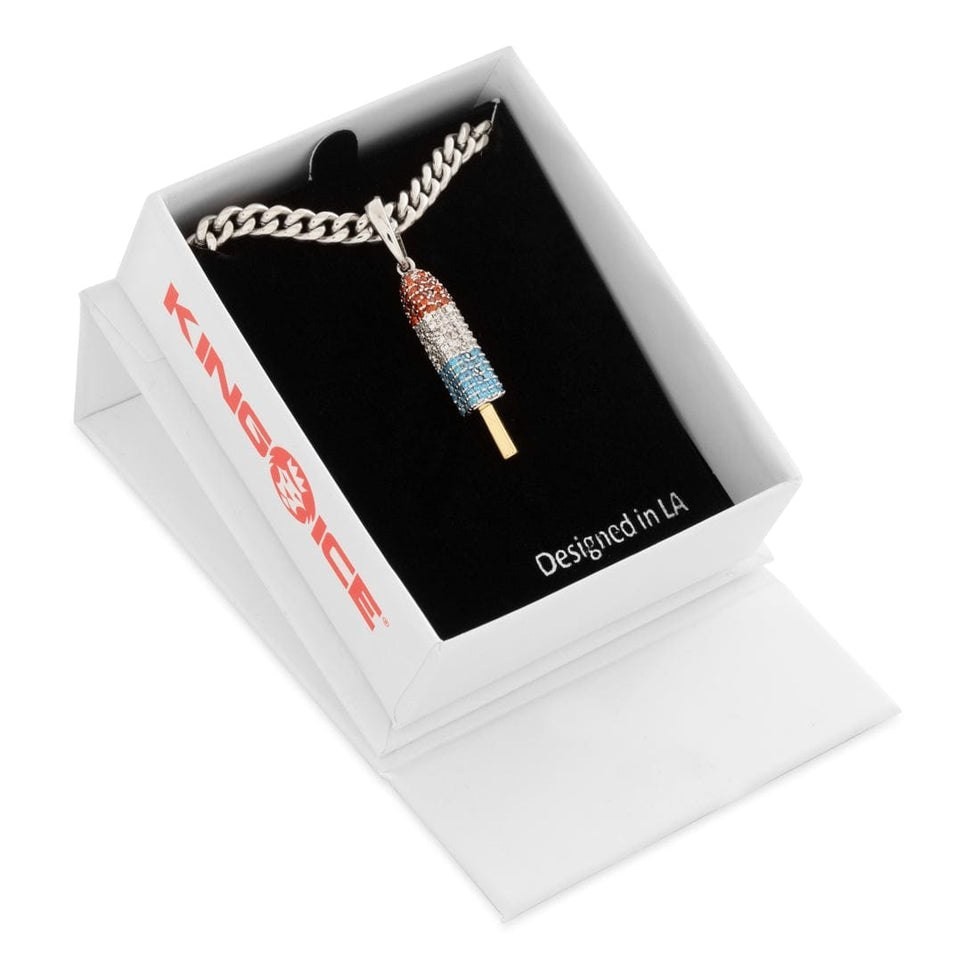 Popsicle x King Ice Bomb Pop Red White & Blue Necklace Sold Out Rare NEW IN BOX