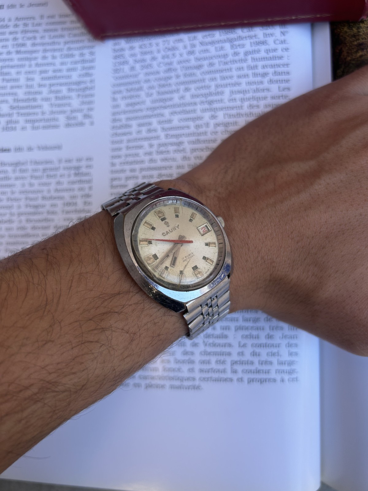 Cauny Prima Vintage Watch Automatic 17 Rubis Date Swiss Made Rare Men Wristwatch