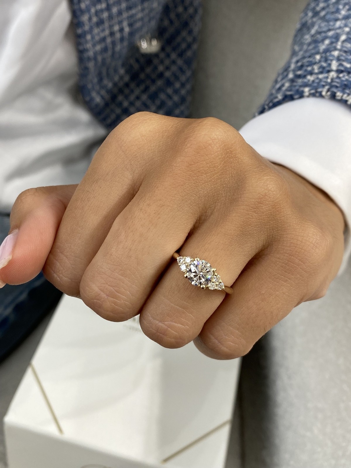 Proposal Ring Yellow Gold 1.2ct IGI Certified E/VVS2 Round Lab Created Diamond