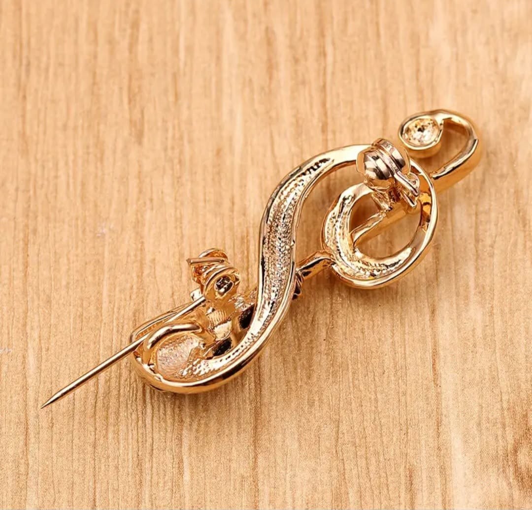 Music Note Brooch Pin Gold Color Microphone Lapel Pin Jewelry Gift