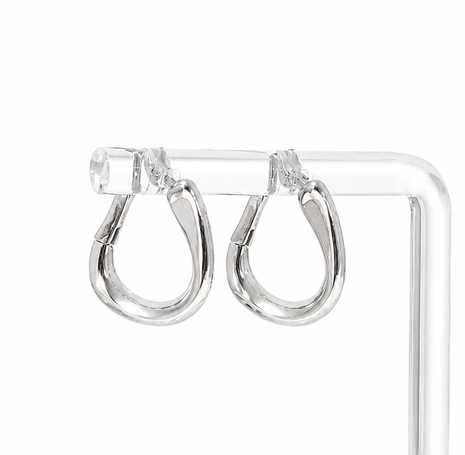 925 Silver Twisted Geometric Hoop Earrings Minimalist Sculptural Earrings A45