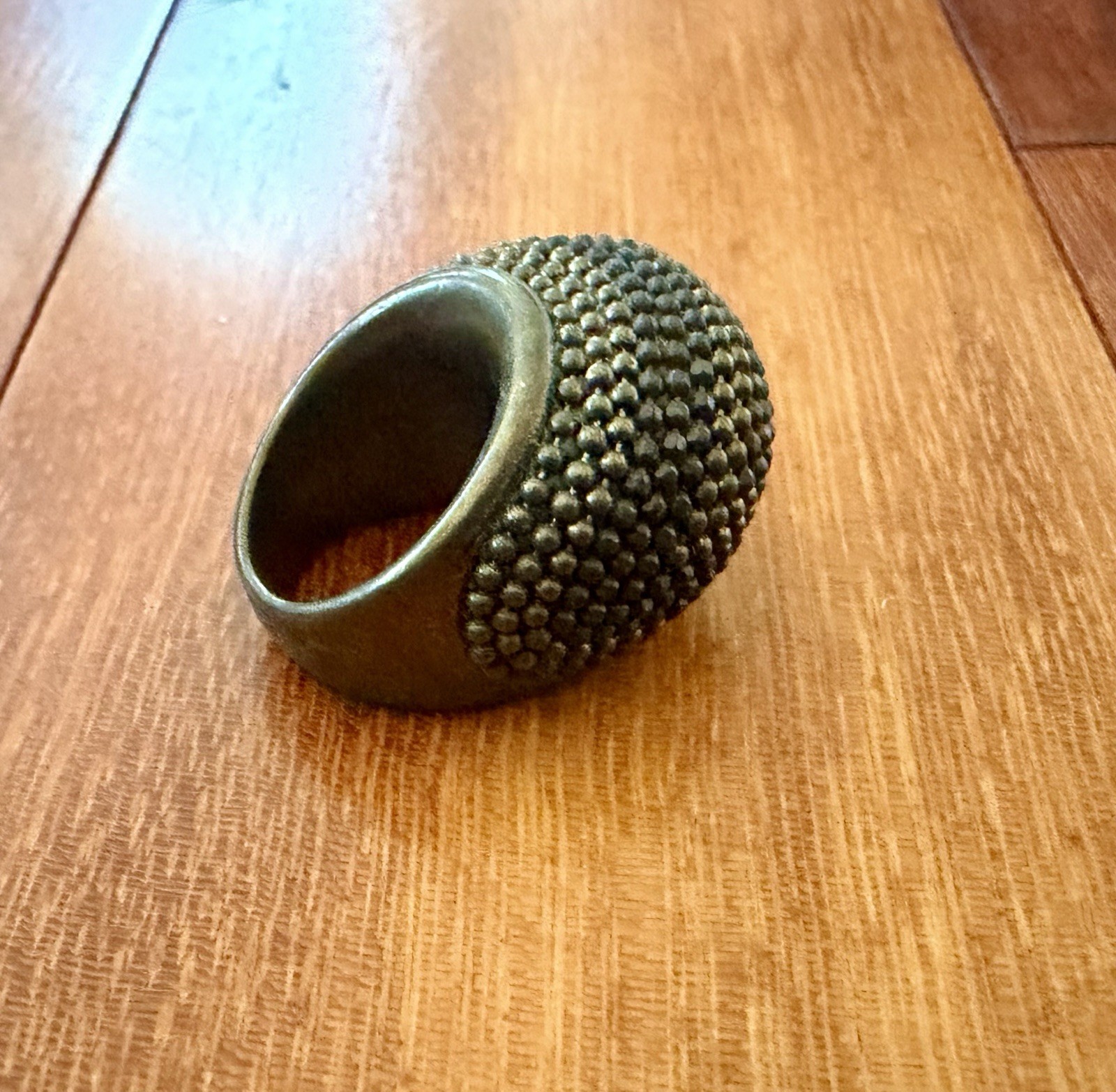 Vintage 90’s Textured Chunky Wide Bronze/Brass Dome Band Statement Ring