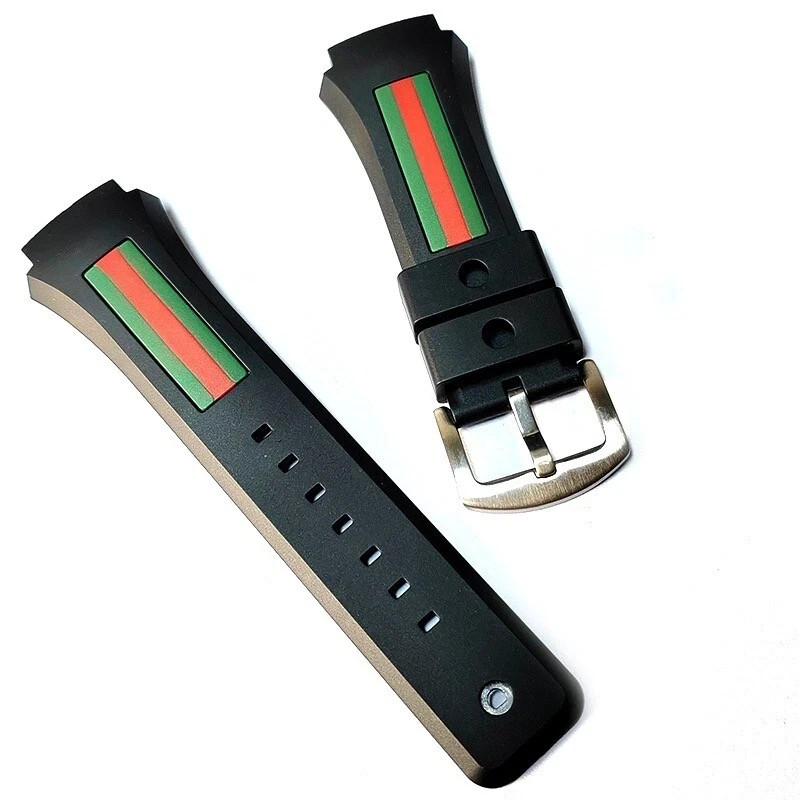 29x21mm Watch Black Rubber Strap Fits For Gucci YA137107A Silicone Band+Tools
