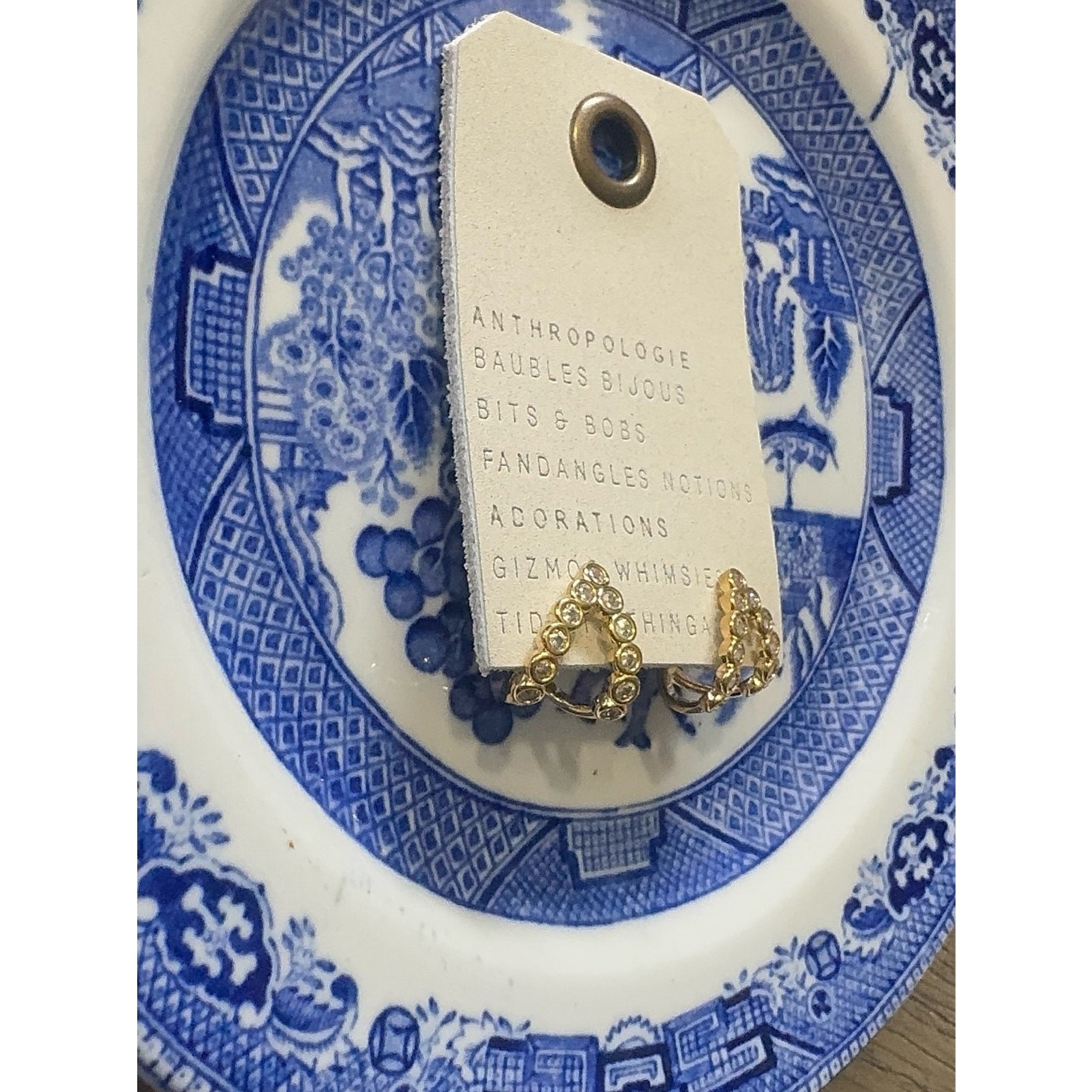 NWT Anthropologie Baubles Bijoux earrings 14k gold plated sparkly stones