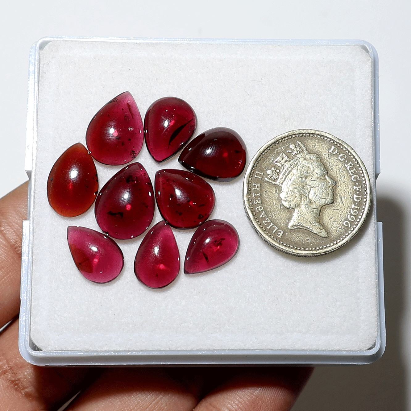Crimson Teardrops~ 9 PC Natural Rhodonite Garnet 11.8mm-14mm Cabochon Gemstones