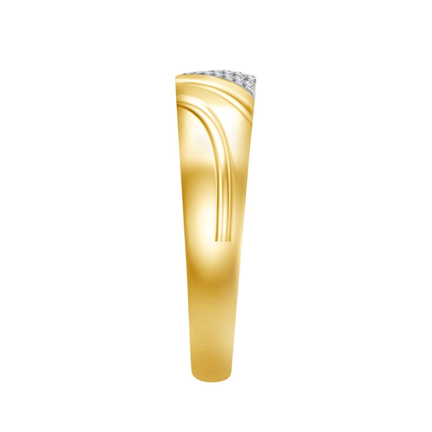 10K Yellow Gold 1/50 ct Natural Round Diamond Accent Men’s Wedding Band