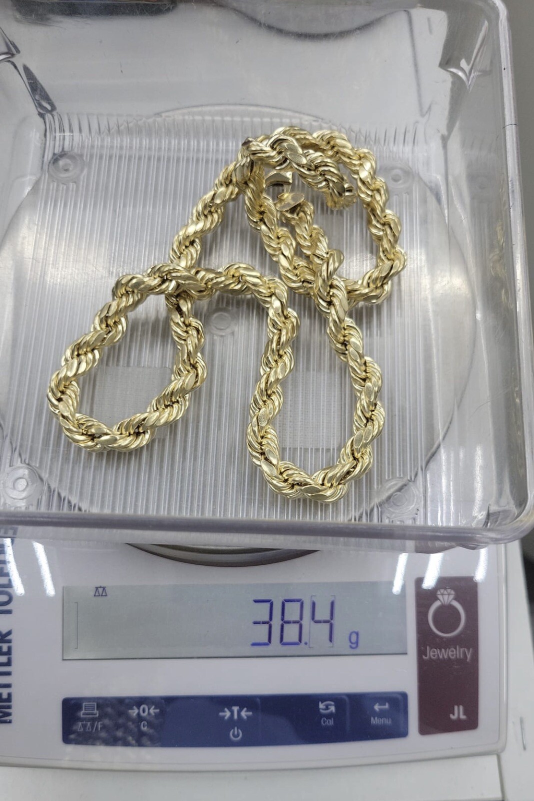 Certified 10K Yellow Gold Rope Chain Necklace 10mm 26” Men’s 10K Diamond Cut