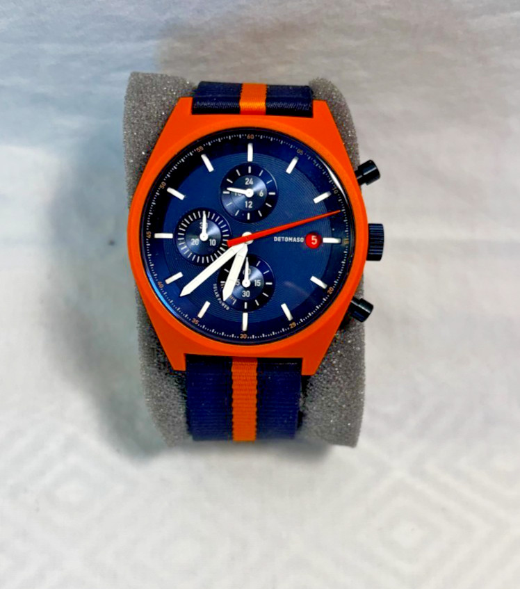 DETOMASO D10 Chrono Solar D17-03 Orange Blue Men’s Chronograph Watch B2309