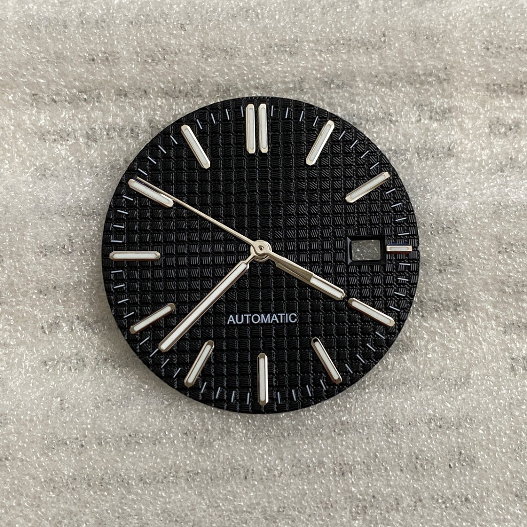 31.8mm Black Grid Dial & Hand Kit Lume Stick Indices Fit Auto Mod