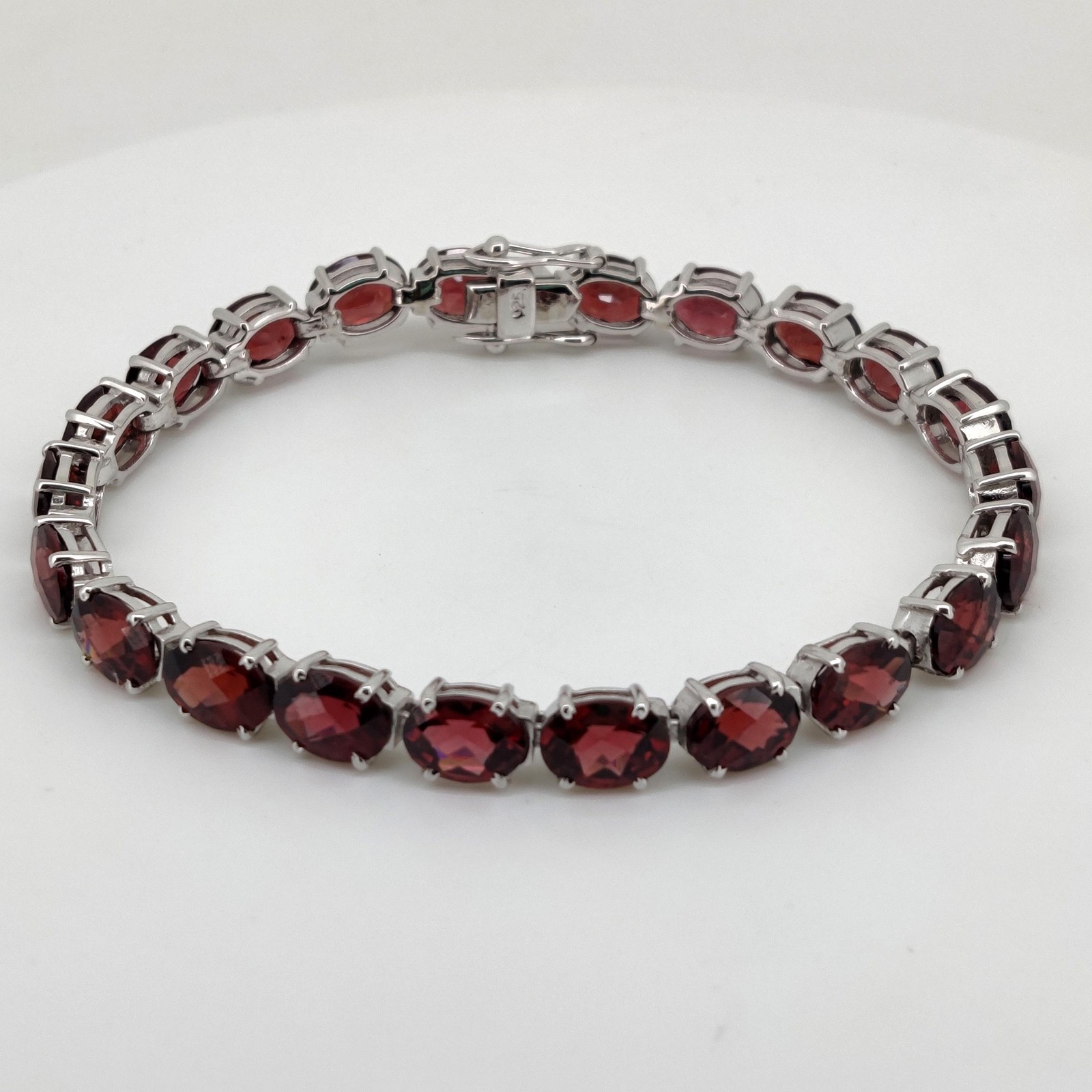 Garnet Tennis Bracelet Sterling Silver January Birthstone Oval Gemstone Jewelry