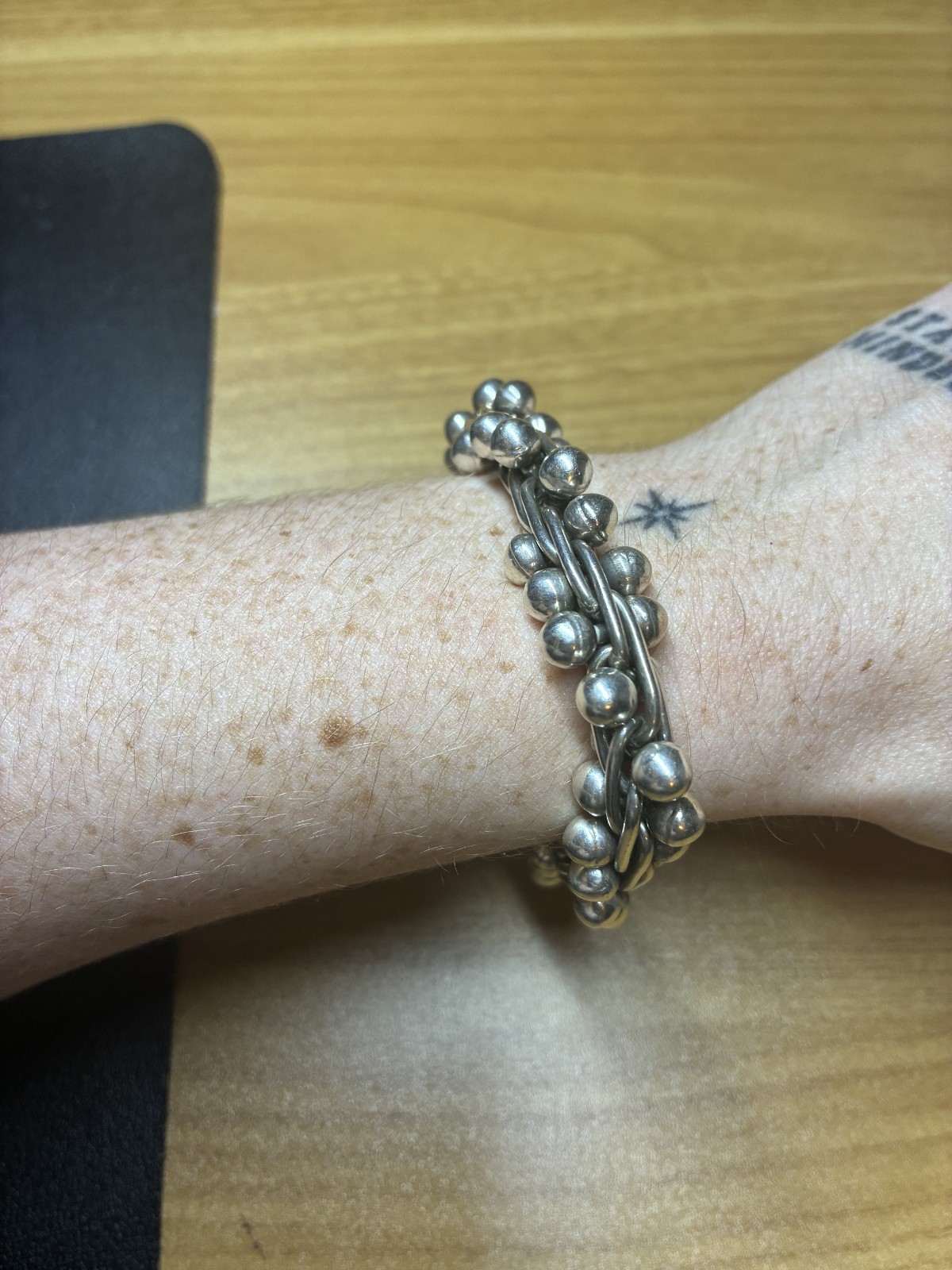 Vintage Modernist Sterling Silver 925 DNA Twist Bead Bracelet Heavy 76.6g 8.5