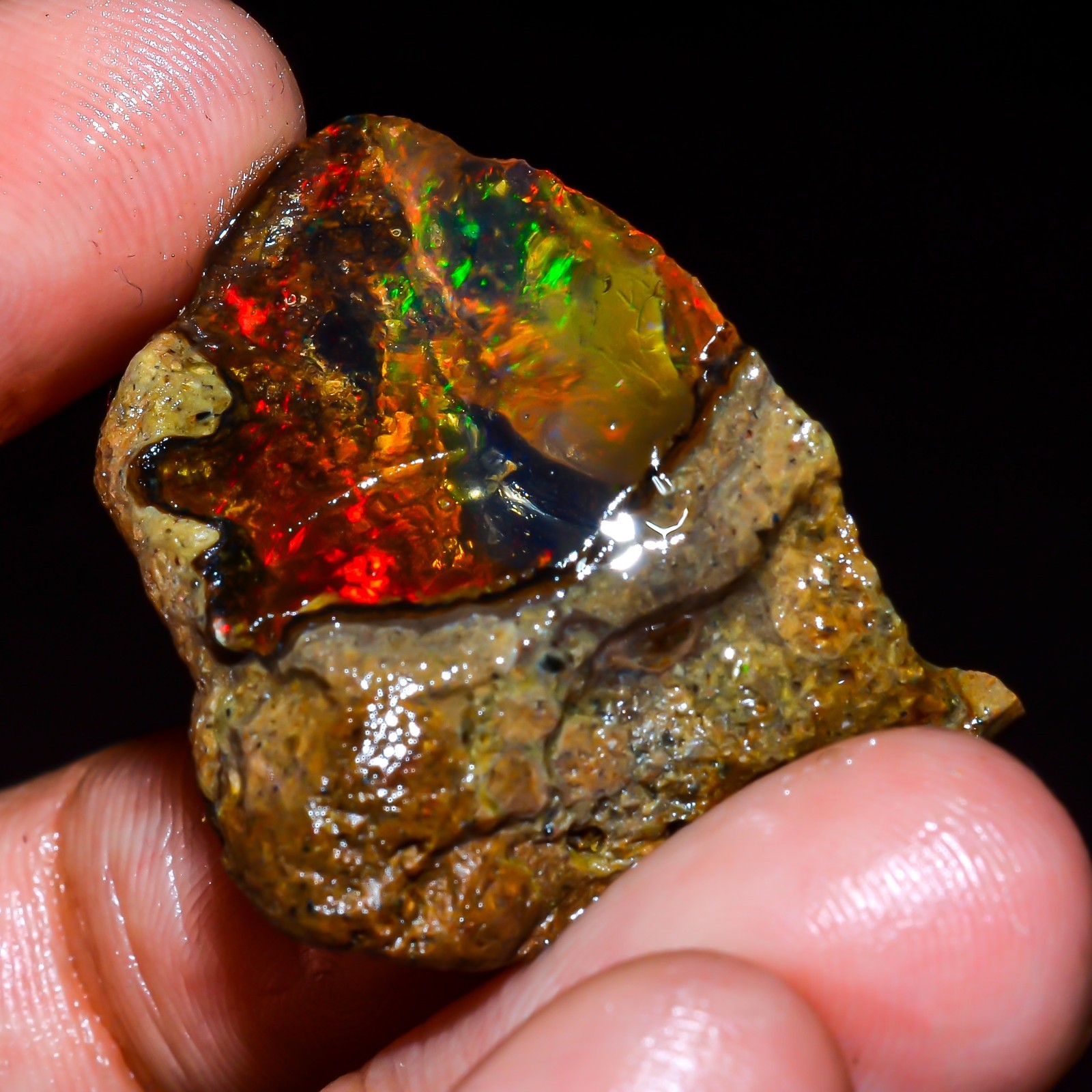 30 Ct Natural Ethiopian Opal Rough Gemstone, Loose Gemstone Multi Fire Opal L428