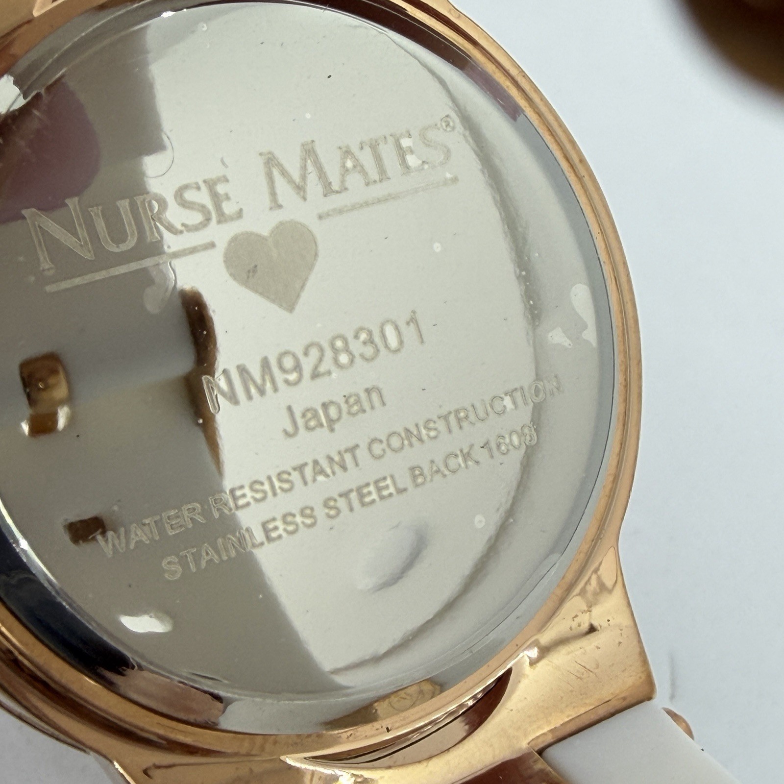 Nurse Mates women’s nurse watch water-resistant silicone strap -White/ Rose Gold