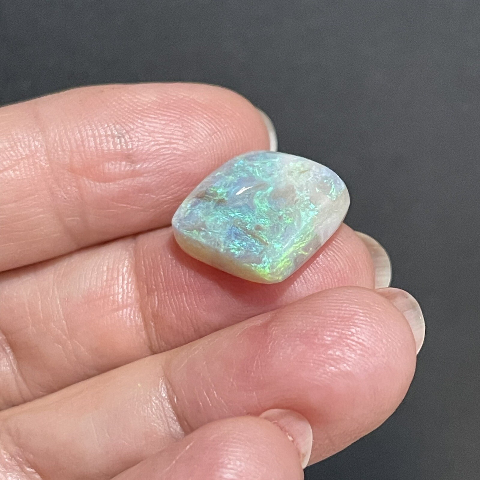 10.4ct 15×14.8×5.4mm Solid Australian Mintabie Black Opal Square Cabochon Gem
