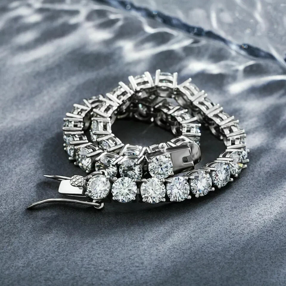 10 CT Round Cut Lab Created Diamond 14k White Gold Finish Tennis Bracelet 7 Inch