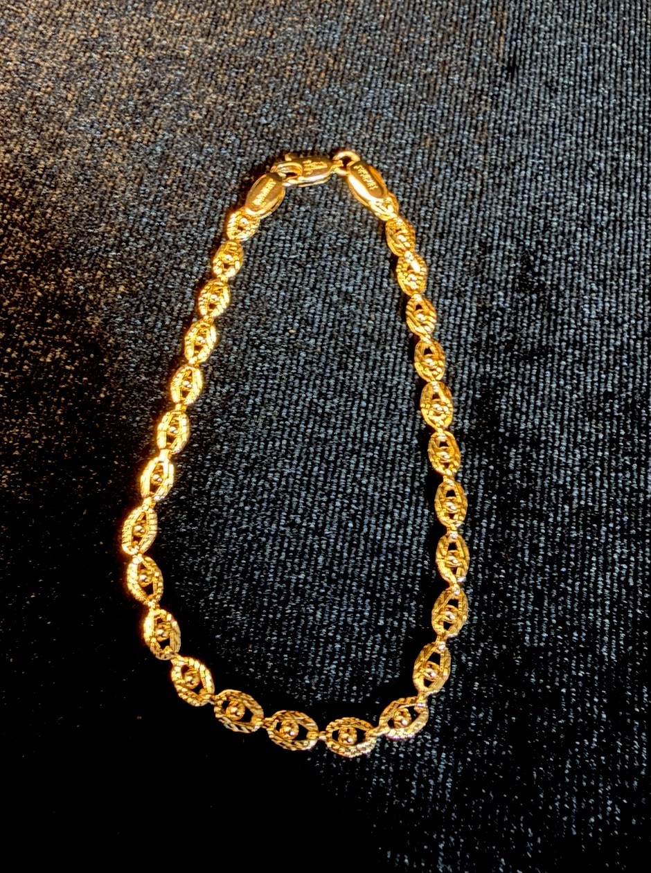 Stunning Evil Eye 14L Gold Filled Bracelet 7.5 in 4MM/Lobster Clasp Closure
