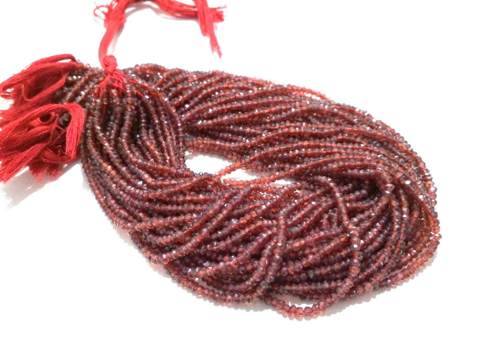 5-10 Strand Natural Mozambique Garnet Rondelle Faceted 3-4mm Beads 12″inch