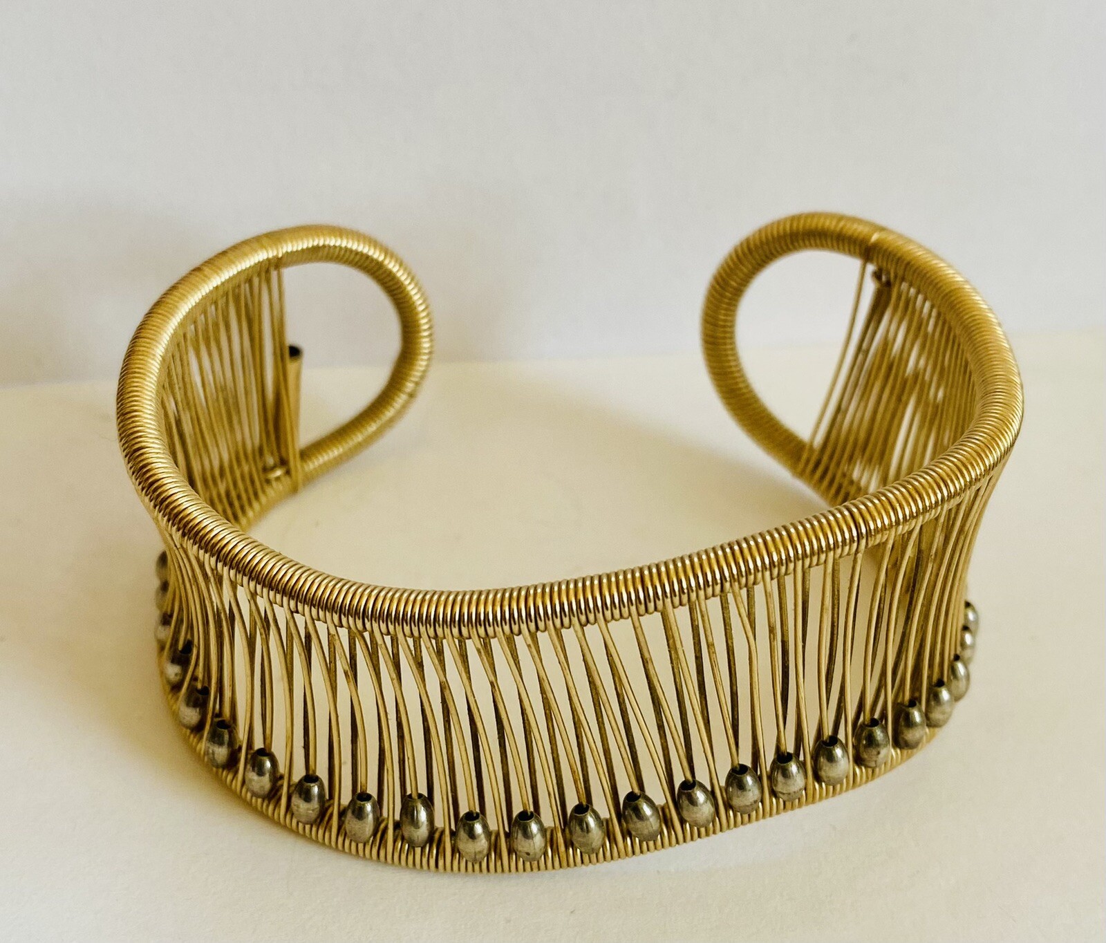 Tana Acton Gold Filled Wire Artisan Bracelet Jewelry! Sterling beads! Modern!