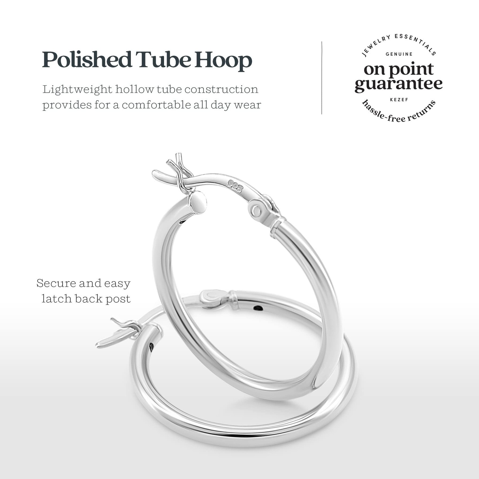 KEZEF 2mm 925 Sterling Silver Hoop Earrings for Women | Hypoallergenic, Light…