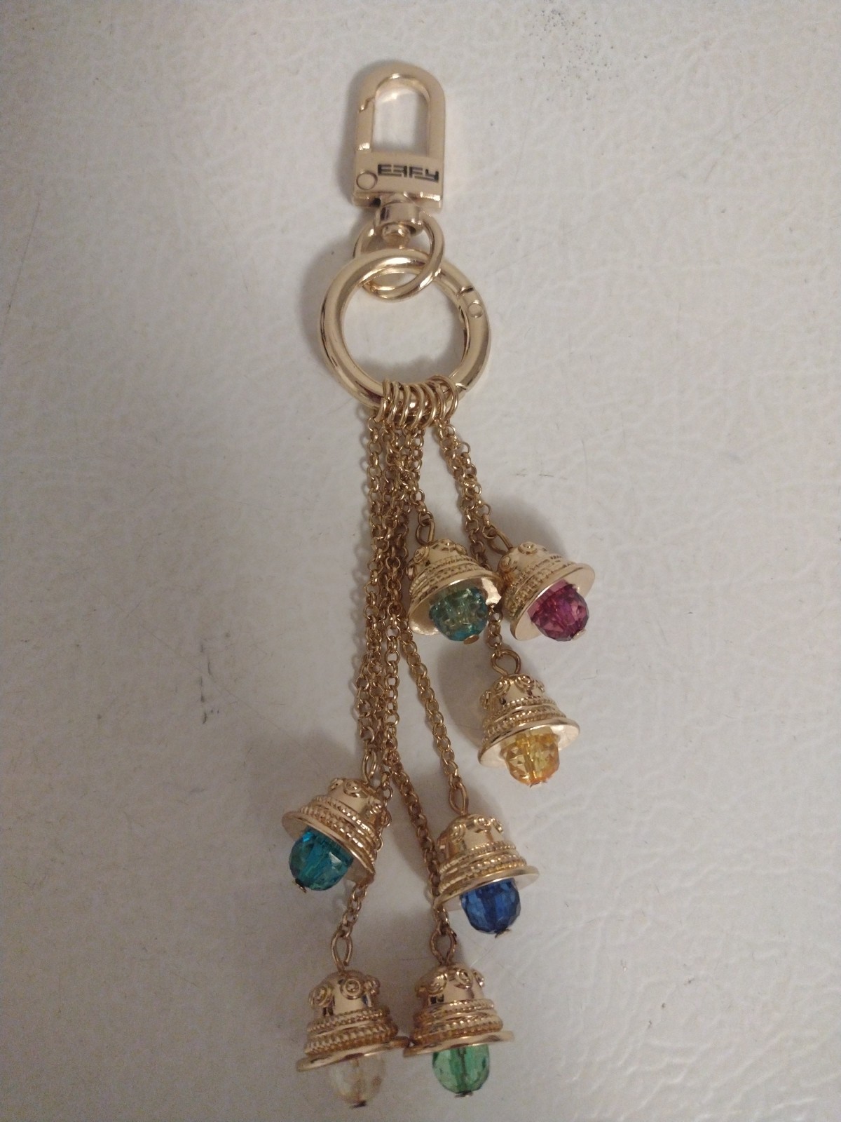 EFFY ROYAL CARIBBEAN Gold Tone KEY CHAIN W/7 Color BELLS Bag Charm