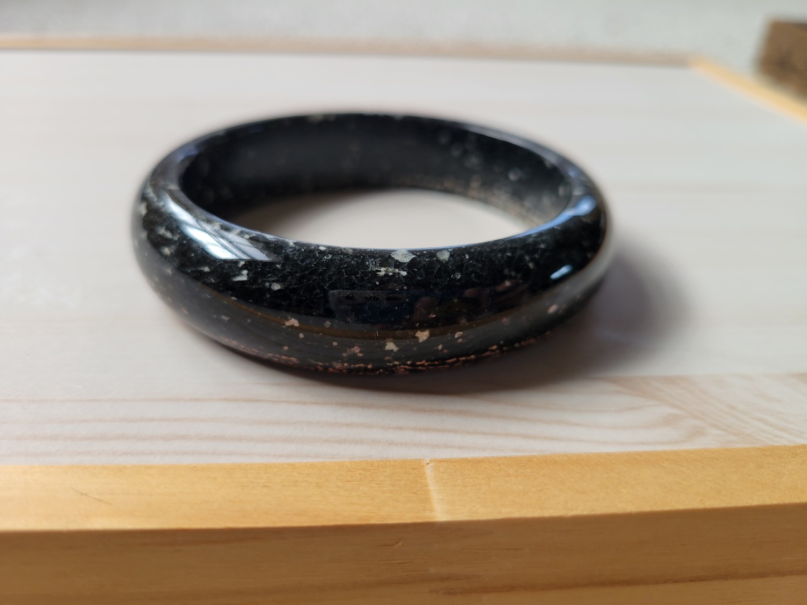 Natural Snowflake Obsidian Bangle inner Diameter 60mm-61mm Black