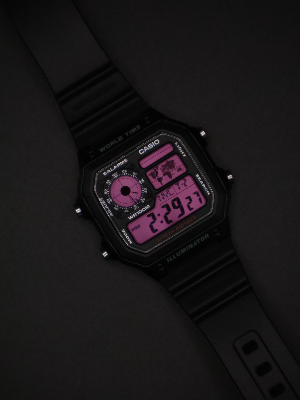 “Pink Panther” | Custom 🩷 Casio World Time Illuminator | Royale | AE-1200WH MOD