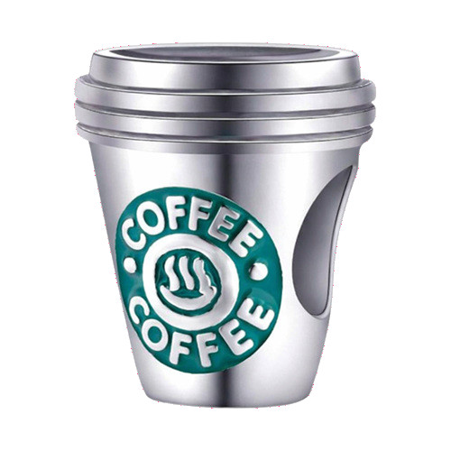 Coffee Cup Charm Bead I Love Coffee S925 Sterling Silver Charm Bead 925 Hallmark