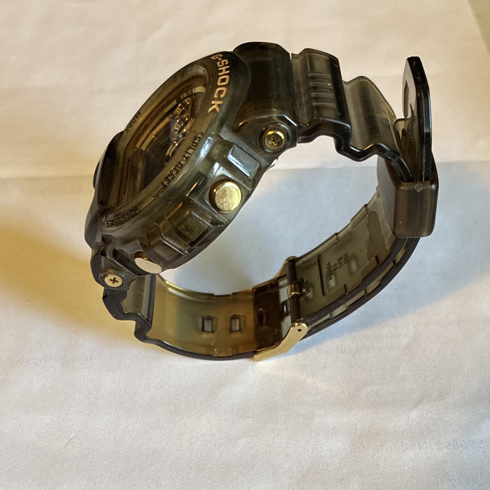 Casio G-SHOCK Digital Quartz Watch Alarm Chronograph, Clear/Gray Resin 200m
