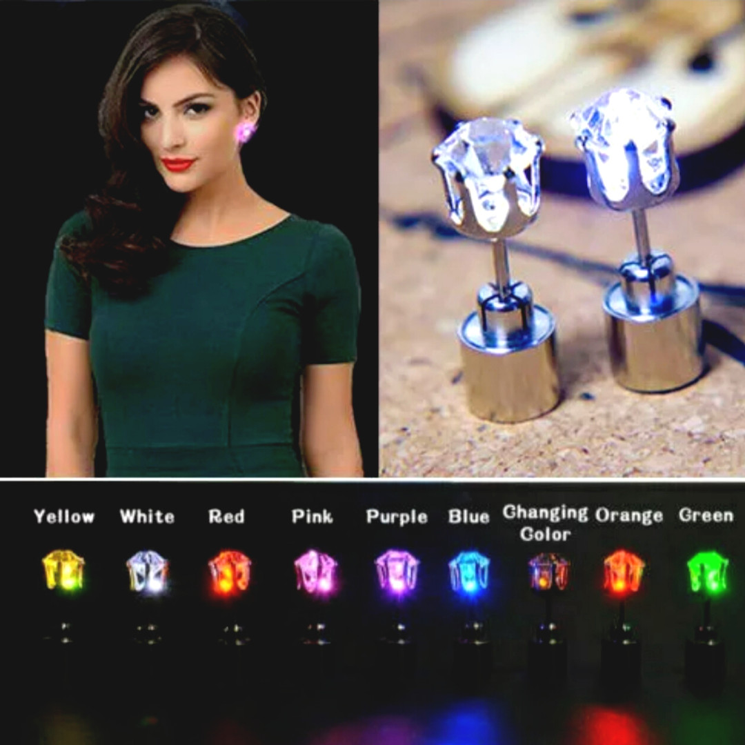 Aretes Zarcillos con Luz LED de Diamantes Accesorios Para Mujer y Niña Par US
