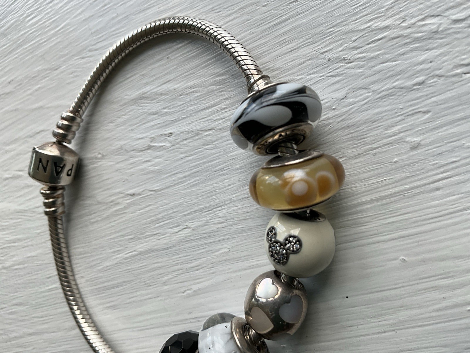 Pandora Bracelet With 6 Charms (1 Mickey Mouse Charm)