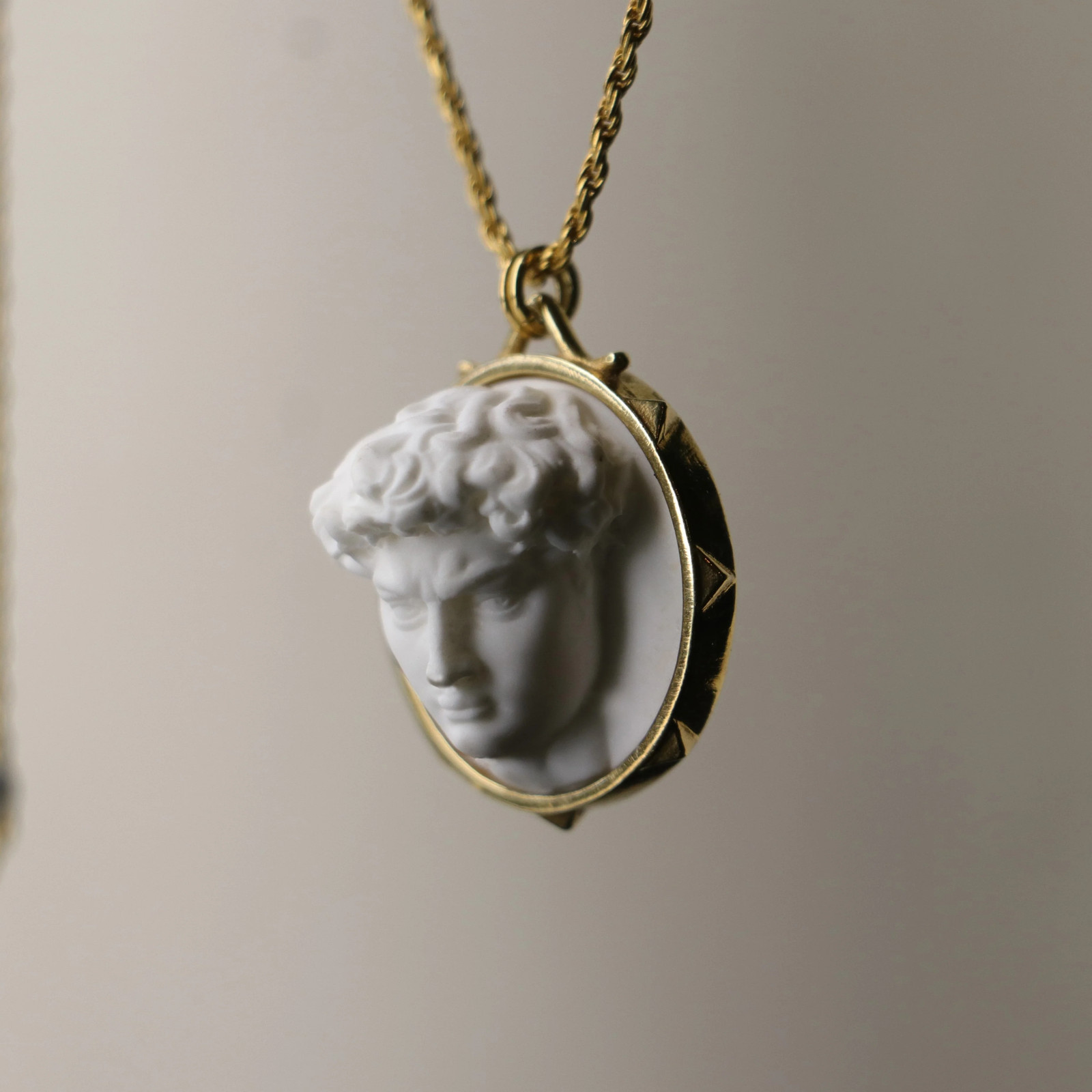 Handmade Marble David Pendant, 925 Silver Renaissance Art Necklace
