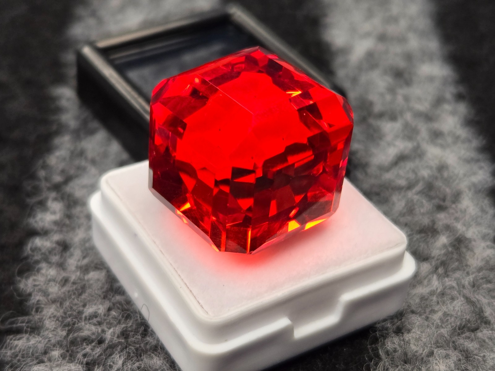 Orange Cube Mexican Fire Opal 58-60 Ct Lab Created Loose Gemstone Certified