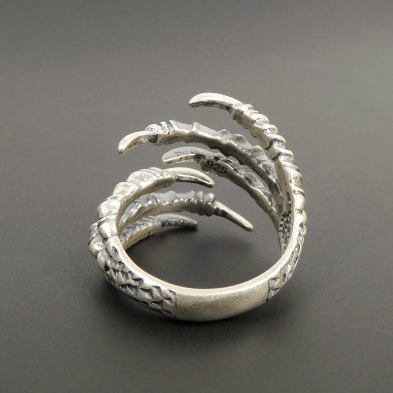 925 Sterling Silver Bird Eagle Claw Wrap Ring Adjustable Gothic Unique Men Women