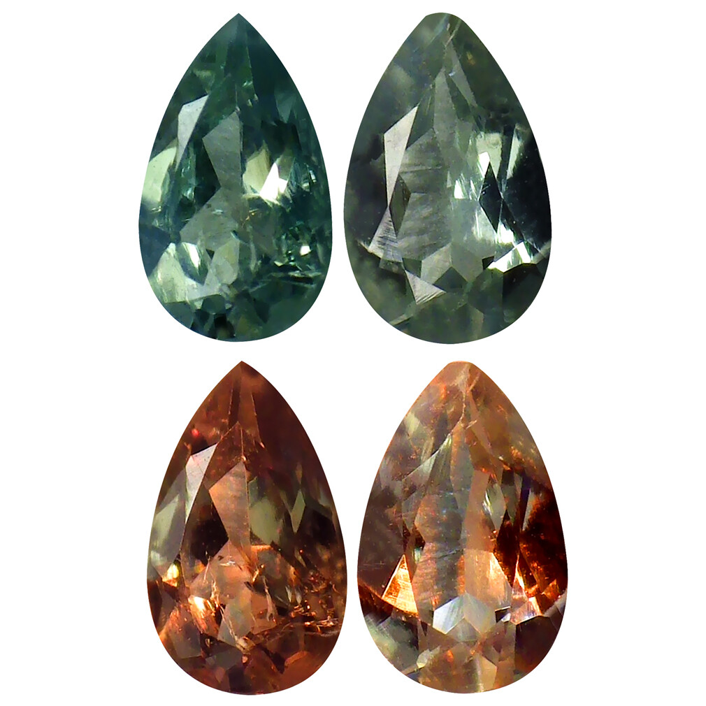 0.36 ct (2pcs) Eye-opening MATCHING PAIR Pear Shape (5 x 3 mm) Alexandrite