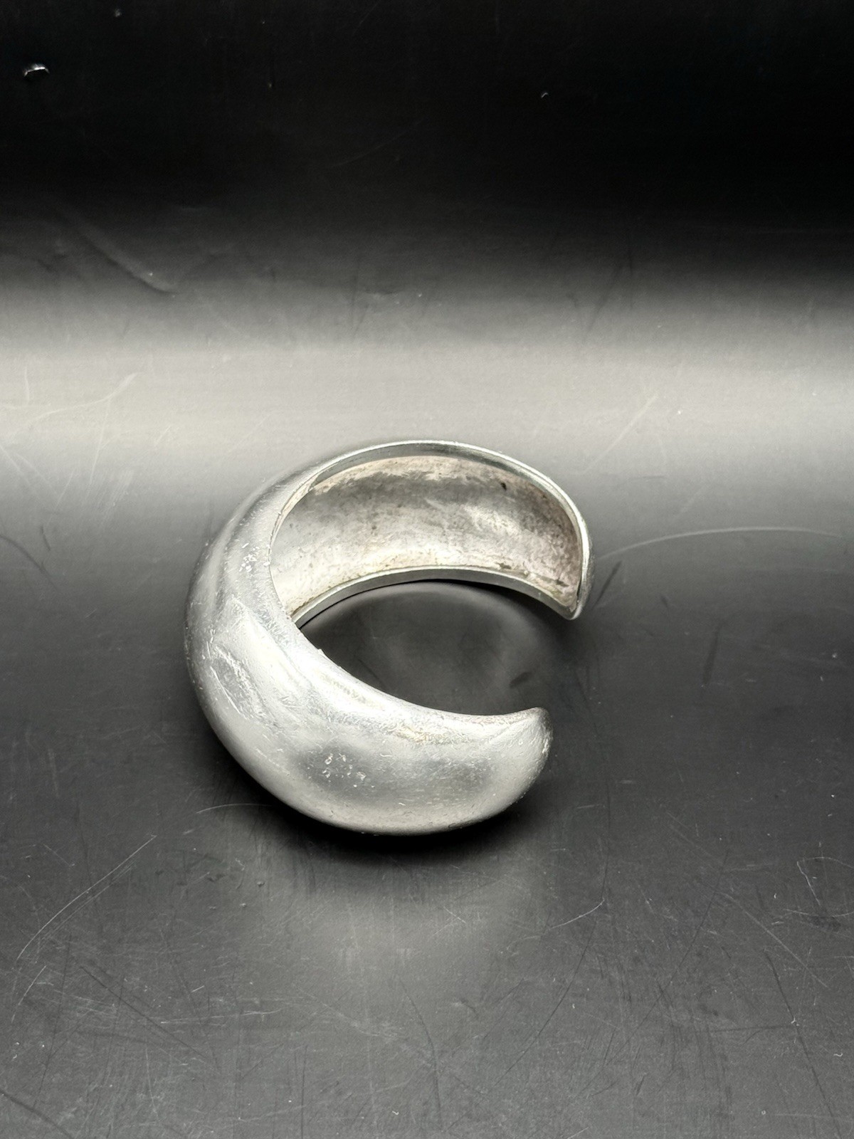 Rare Antonio Pineda Taxco 970 Silver Heavy Domed Cuff 54g Signed MCM Masterwork