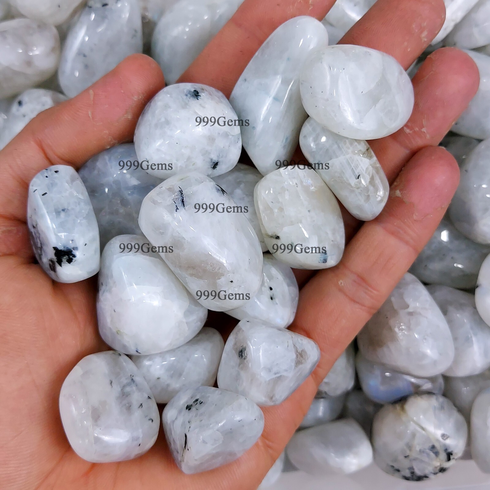 10 Pcs Natural Rainbow Moonstone Tumbled Random Selection Gemstone Lot 30-60mm