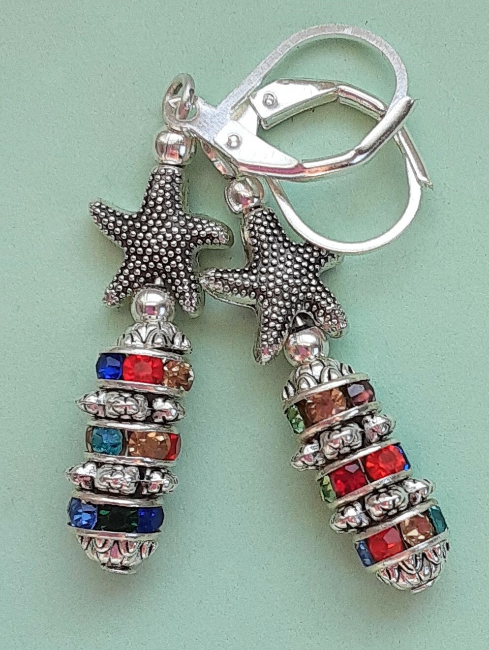 stacked roundel CRYSTALS starfish clamshell Lever back SP YOU CHOOSE