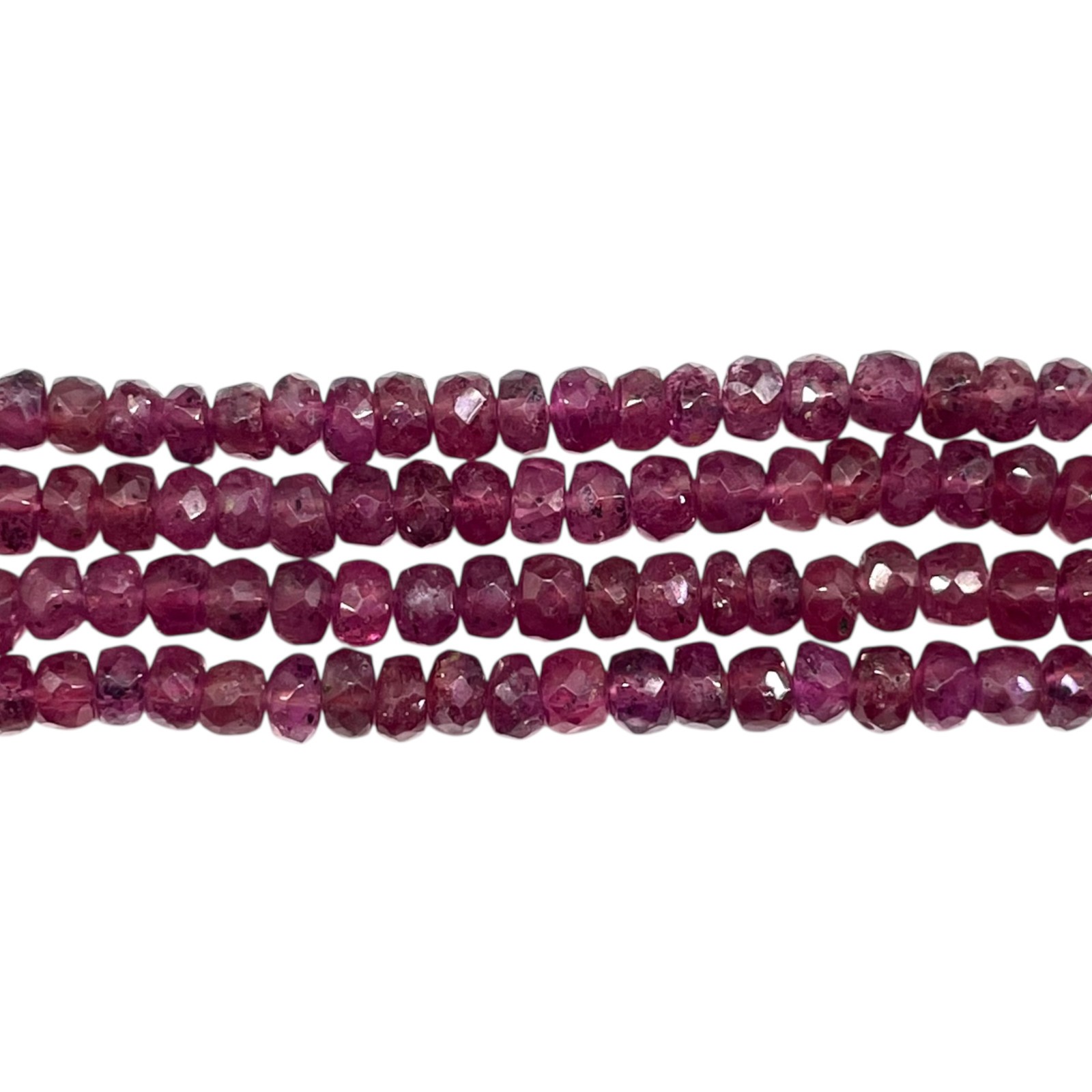 2 Strand Natural Mozambique Ruby Necklace 2.6-4.7mm Faceted Beads 925 Clasp