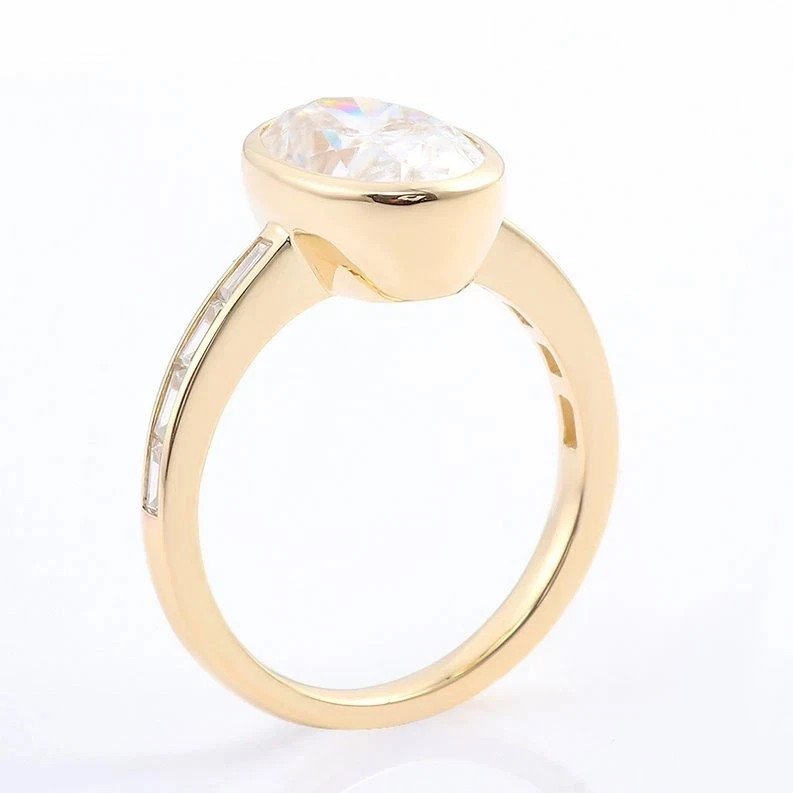3.25 CT IGI Oval F-VS1 Lab Grown Diamond Women Wedding Gift Ring 14K Yellow Gold