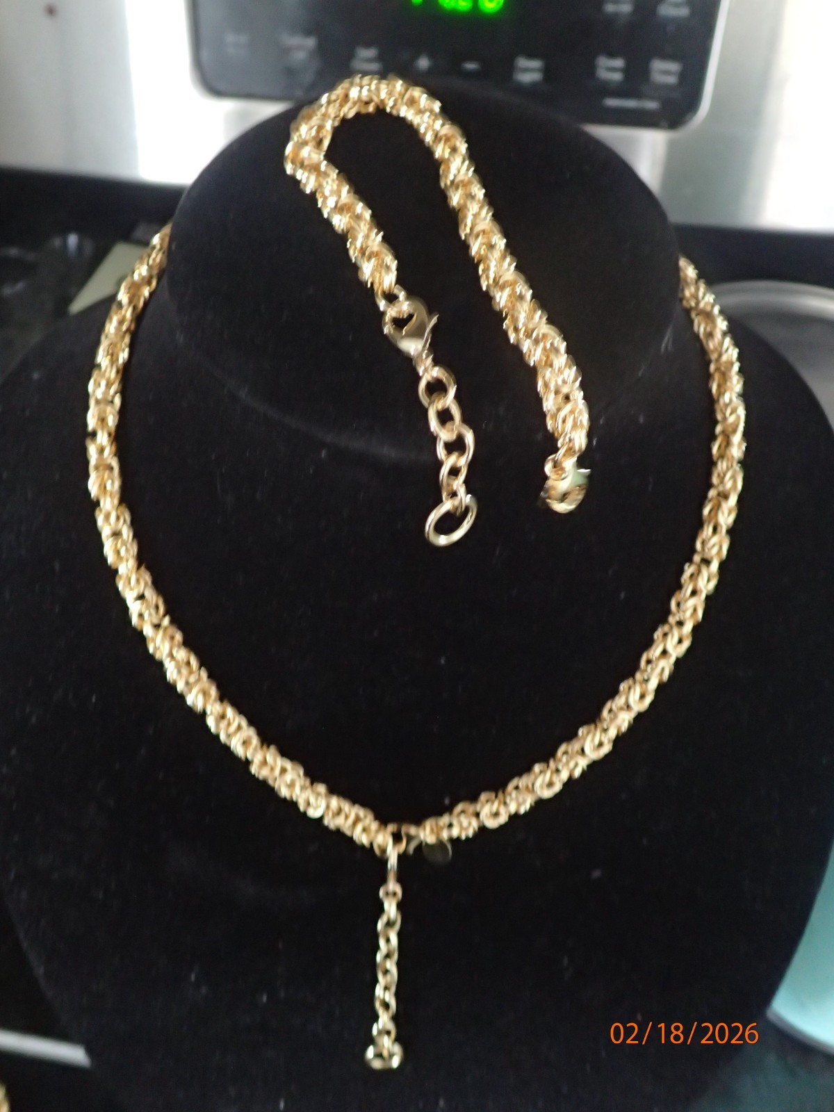 Bellezza 18k gold layrd Bronze Byzantine Necklace & Bracelet 2-piece Set 7″ 18″
