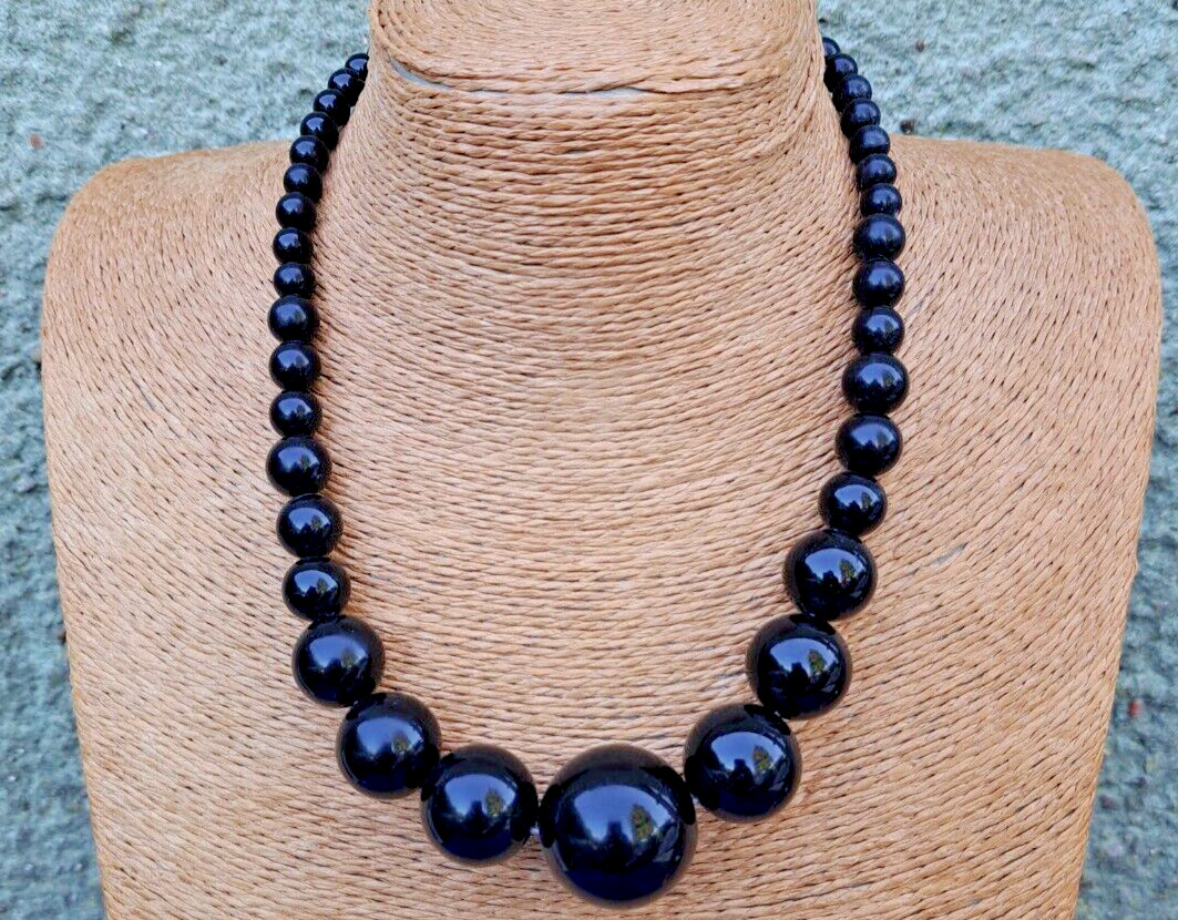 Vintage Modernist Necklace Vynil Graduated 80’s 53Cm 92